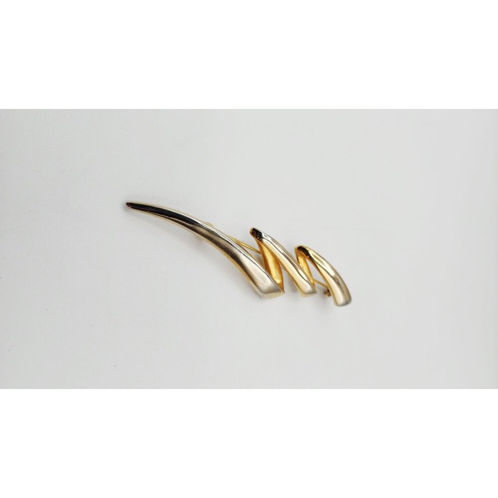 Gold tone zig-zag lighting bolt brooch pin 3 3/4"